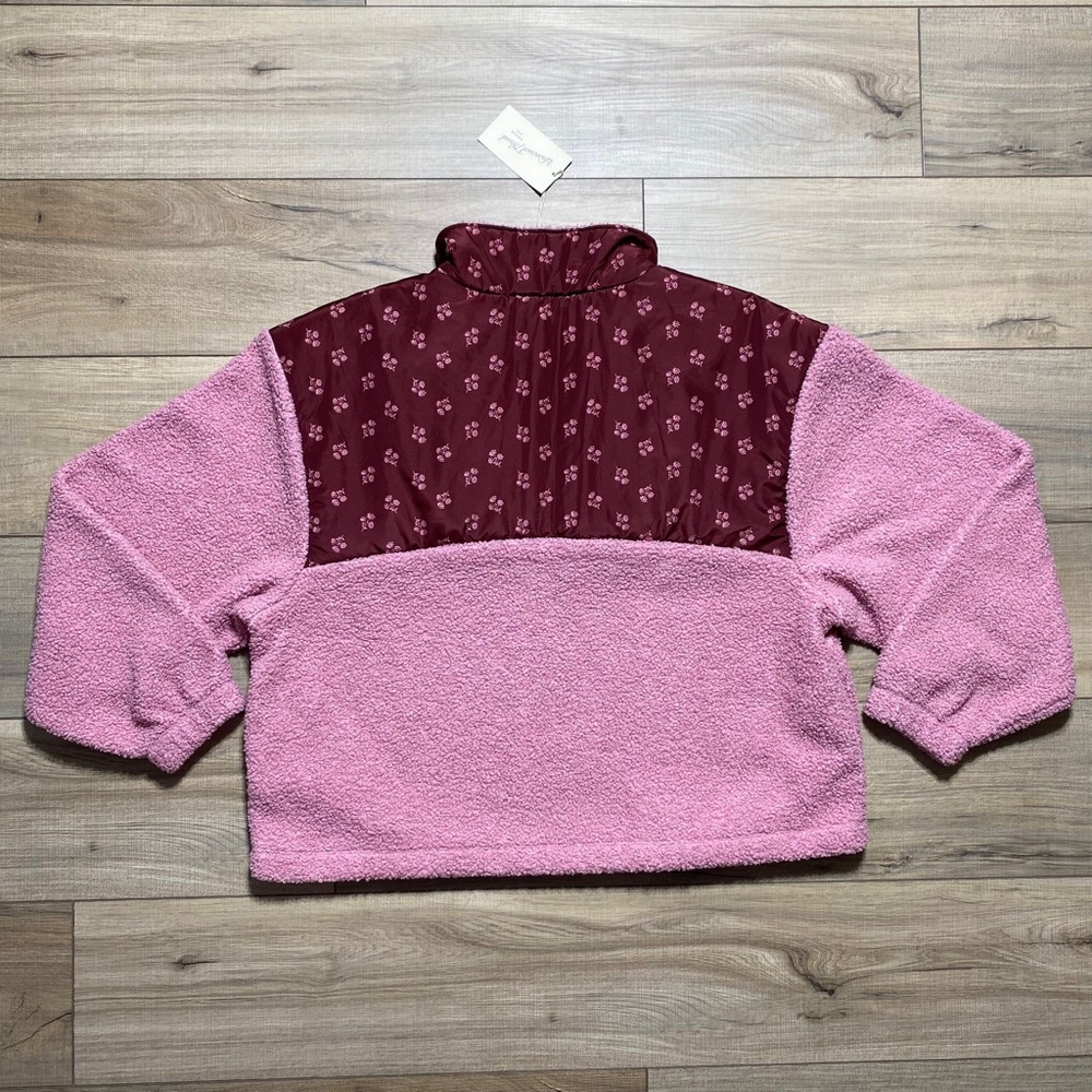 Universal Thread Women's Floral Colorblock 1/2 Zip Sherpa Pullover Size XL Pink - Picture 9 of 11